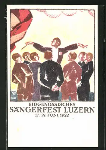 AK Luzern, Eidgenöss. Sängerfest 1922, SIngender Männerchor