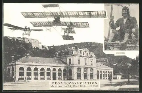 AK Besancon, Aviation Meeting des 14, 15 et 16 Julillet 1911, Flugpionier Junod, Montage
