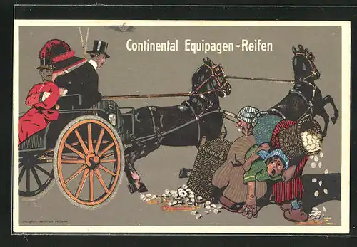 AK Reklame Continental Equipagen-Reifen, Pferdekutsche