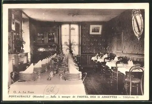 AK Pontaubault, Salle a manger de l`Hotel des 13 Assiettes, Innenansicht