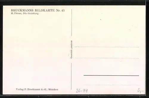 Künstler-AK Hans Thoma: Ritter auf dem Weg zur Gralsburg