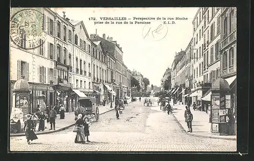 AK Versailles, Perspective de la rue Hoche prise de la rue de la Paroisse, Strassenpartie