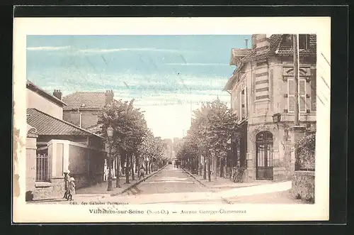 AK Villennes-sur-Seine, Avenue Georges-Clemenceau, Strassenpartie