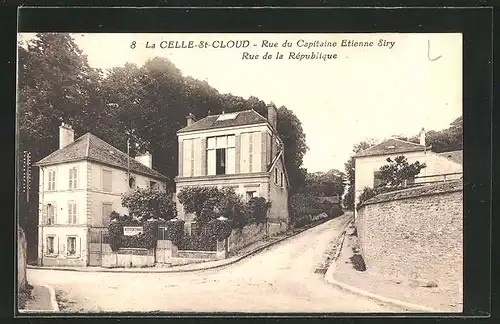 AK La Celle-St.-Cloud, Rue du Capitaine Etienne Siry, Rue de la Republique, Strassenpartien