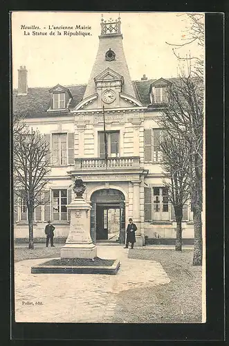 AK Houilles, L`ancienne Mairie, la Statue de la République