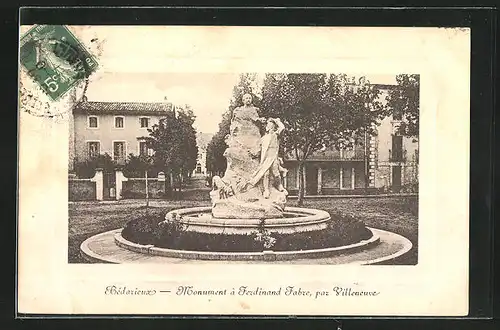 Präge-AK Bedarieux, Monument a Ferdinand Fabre, par Villeneuve