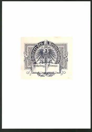 Exlibris von P. Voigt für Bücherei Reichs-Postamt, Wappen Preussen, Ornamente