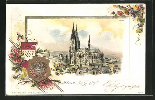 Passepartout-Lithographie Köln, Der Kölner Dom, Stadt-Wappen