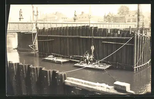 Foto-AK Essen-Werden, Umbau der Königsbrücke 1932