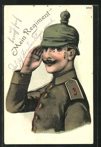 AK Soldat des 3. Artillerie-Regiments in Uniform mit Pickelhaube