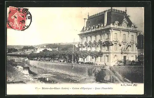 AK Rive de Gier, Caisse d'Epargne, Quai Fleurdelix