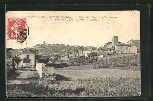 AK Vernay, Chapelle, but de pelerinages dans le fond, sur la Colline, Villerest