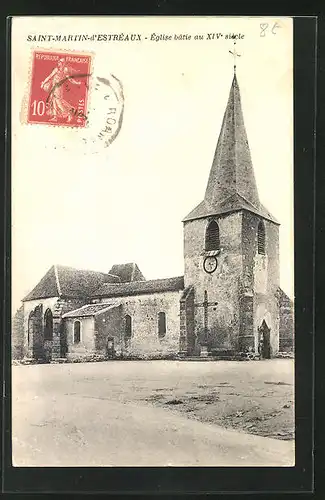 AK Saint-Martin-d'Estreaux, Eglise batie au XIV. siecle