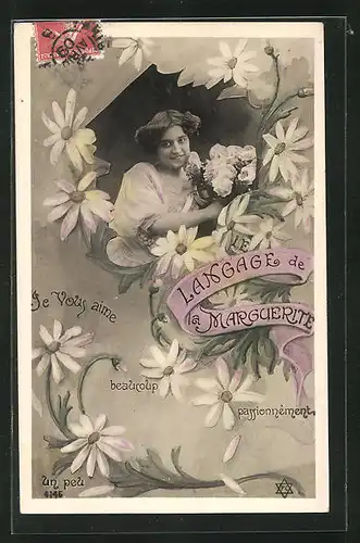 AK Langage de la Marguerite: Passionnement, Blumensprache