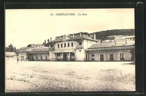AK Constantine, La Gare, Partie am Bahnhof