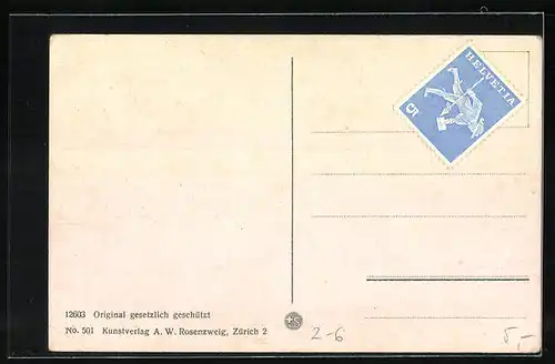 AK Briefmarkensprache / Langage des Timbres, Liebespaar, Schweizer Wappen