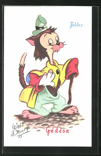 Künstler-AK Walt Disney: Tobler, Gédéon, Pinocchio