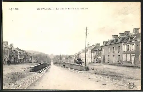 AK Balleroy, La Rue du Sapin et le Chateau