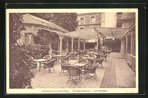 AK Luc-sur-Mer, Hostellerie de la Belle-Plage, Terrasse interieure