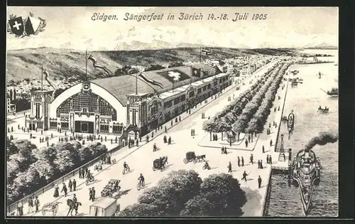 AK Zürich, Eidgen. Sängerfest 1905, Blick auf das Festgelände