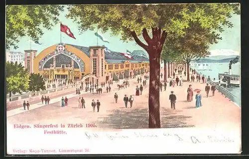 AK Zürich, Eidg. Sängerfest 1905, Blick zur Festhütte