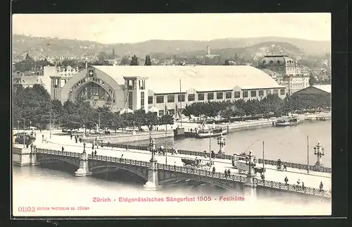 AK Zürich, Eidgen. Sängerfest 1905, Festhütte aus der Vogelschau