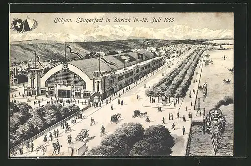 AK Zürich, Eidgen. Sängerfest 1905, Blick über das Festgelände