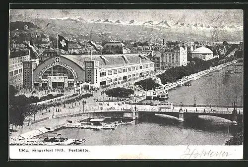 AK Zürich, Eidgen. Sängerfest 1905, Blick auf die Festhütte