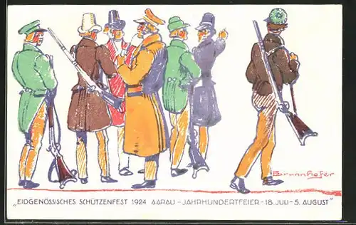 Künstler-AK Aarau, Eidgen. Schützenfest 1924, Jahrhundertfeier