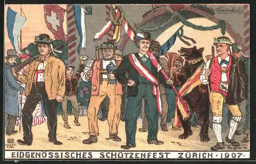 AK Zürich, Eidgen. Schützenfest 1907, Heimkehr