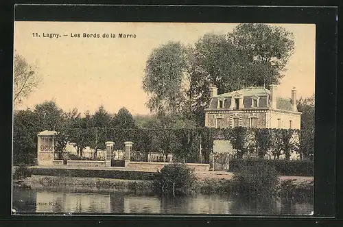 AK Lagny, Les Bords de la Marne