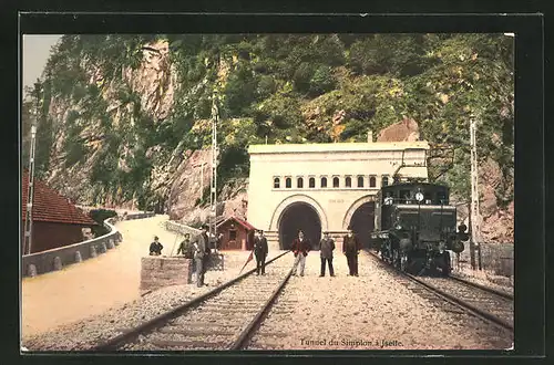 AK Tunnel du Simplon à Iselle, schweizer Eisenbahn