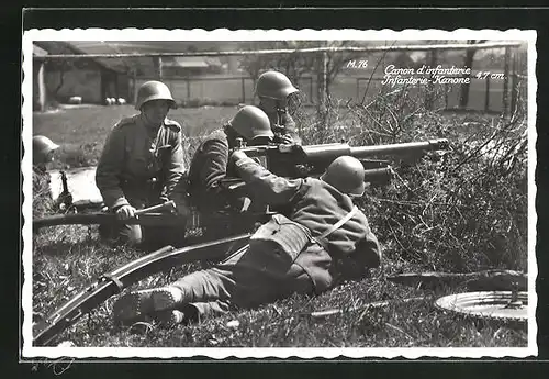 AK Schweizer Soldaten mit Infanterie-Kanone in Feuerstellung, Canon d`infanterie