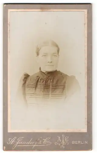 Fotografie A. Jandorf & Co., Berlin, Portrait Frau mit zusammengebundenem Haar