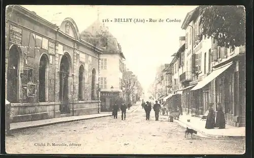 AK Belley, Rue de Cordon, Strassenpartie