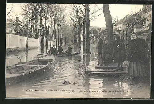 AK Lavarenne, Inondations de Janvier 1910, Hochwasser im Ort 1910
