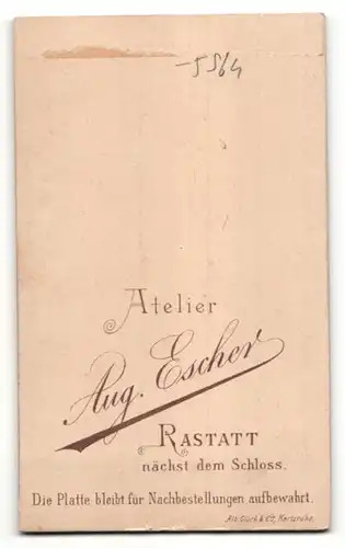 Fotografie August Escher, Rastatt, Portrait Fräulein in festlicher Garderobe