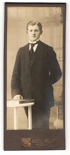Fotografie Rudolf Müller, Rochlitz, Portrait junger Mann in Anzug mit Krawatte