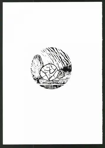 Exlibris von Stefan Kresnik für S. Kresnik, Landschaft mit Bäumen