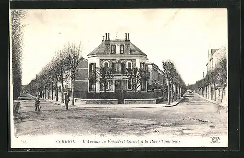 AK Corbeil, L'Avenue du President Carnot et la Rue Champlouis