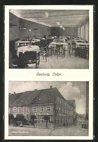AK Seeburg, Hotel Neubauer, Innen- und Aussenansicht
