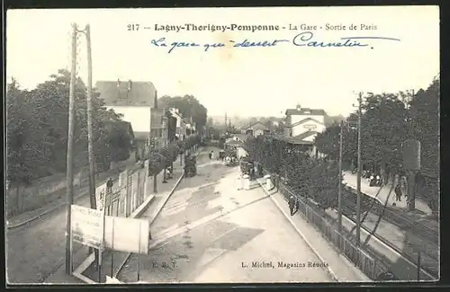 AK Lagny-Thorigny-Pomponne, La Gare, Blick zum Bahnhof