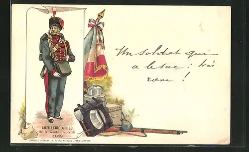 Lithographie Artillerie a Pied de la Garde Imperiale 1869, Soldat in Uniform