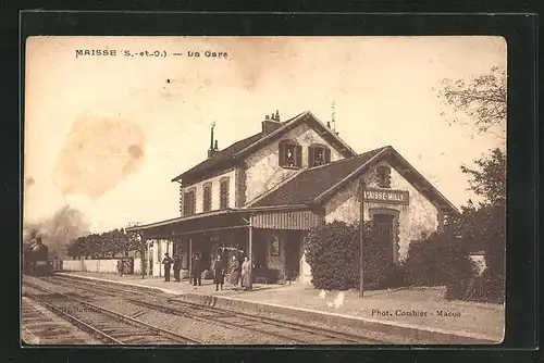 AK Maisse, La Gare, Bahnhof mit Bahnsteig