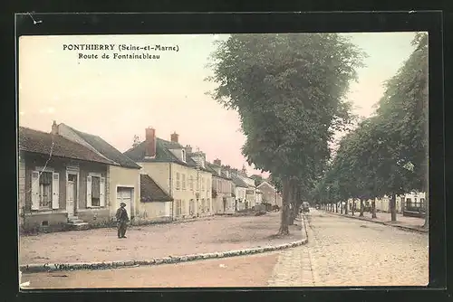 AK Ponthierry, Route de Fontainebleau, Strassenpartie