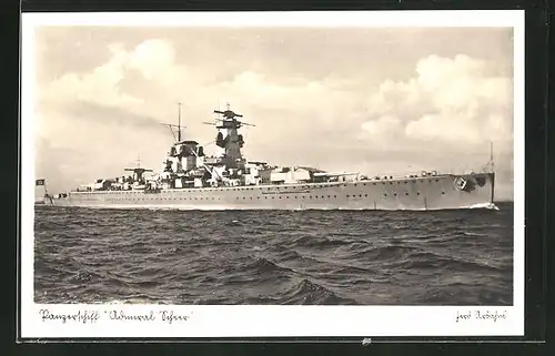 AK Panzerschiff Admiral Scheer in Fahrt
