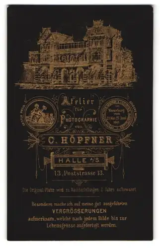 Fotografie C. Höpfner, Halle / Saale, Ansicht Halle / Saale, Foto-Atelier Poststr. 13