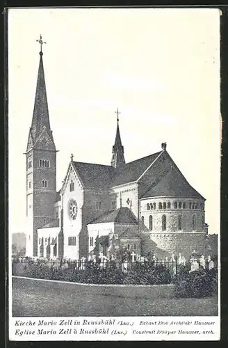 AK Reussbühl, Kirche Maria Zell mit Friedhof