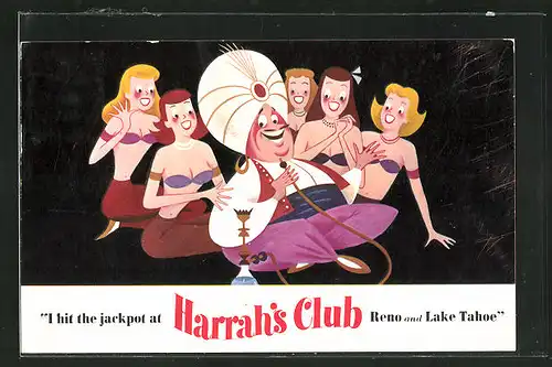 AK Reno, NV, I hit the jackpot at Harrah's Club, Inder mit halbnackten Frauen