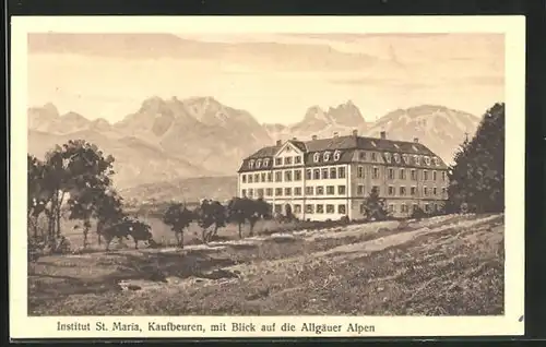 AK Kaufbeuren, Institut St. Maria, Blick auf die Allgäuer Alpen